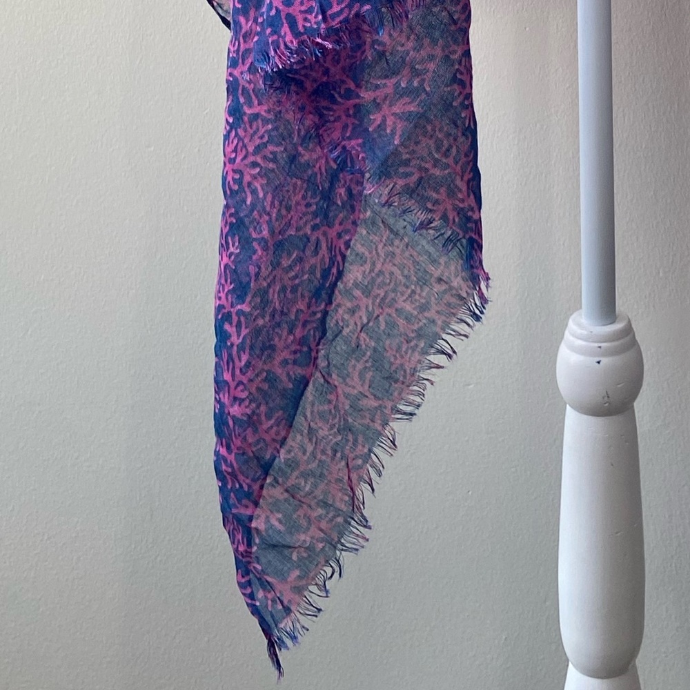 *NWT* Cruise Club Coral Reef Navy & Pink Scarf Shawl Nautical Coastal Vacation - Picture 6 of 7